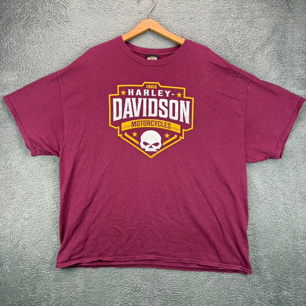 Harley Davidson Las Vegas Skull Graphic T-Shirt Mens 3XL Maroon RK Stratman 2022